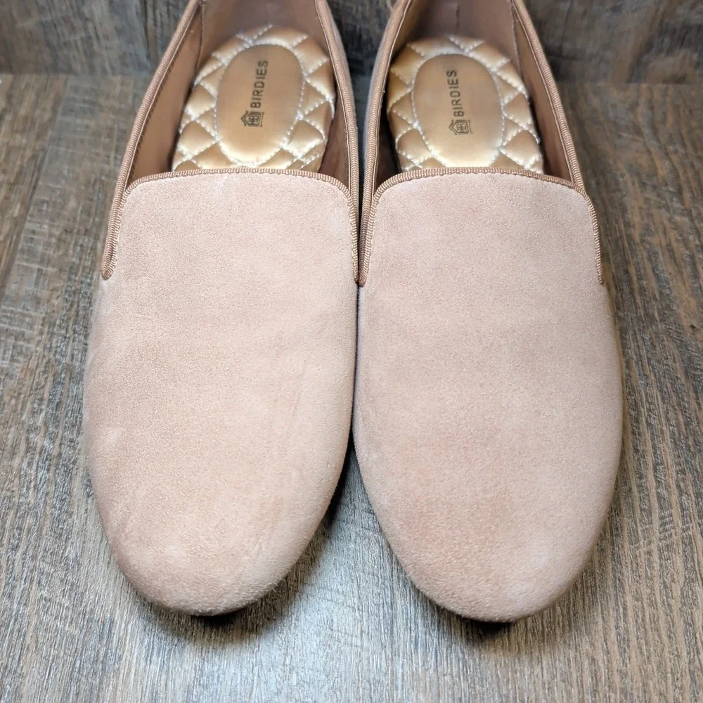 Birdies Velvet Flats Womens Sz 6.5 Latte Slip-On Ballet Starling Quilted Insole